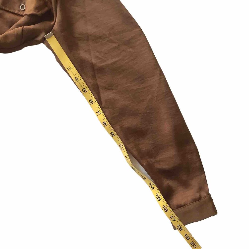 NWT Lucky Brand Long Sleeve Satin Shirtdress Pecan Pie Brown Tie Belt Dress SZ S - Picture 12 of 12